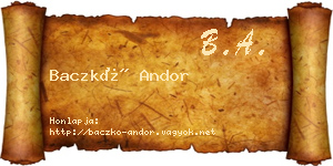 Baczkó Andor névjegykártya